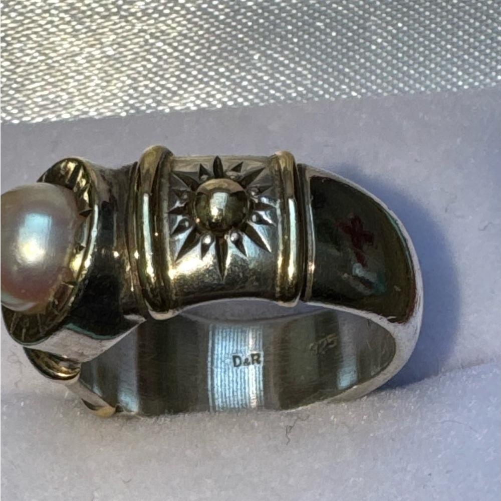 David & Ronnie Gallery Pearl Silver/14 k Gold Sundial Ring - Picture 4 of 5